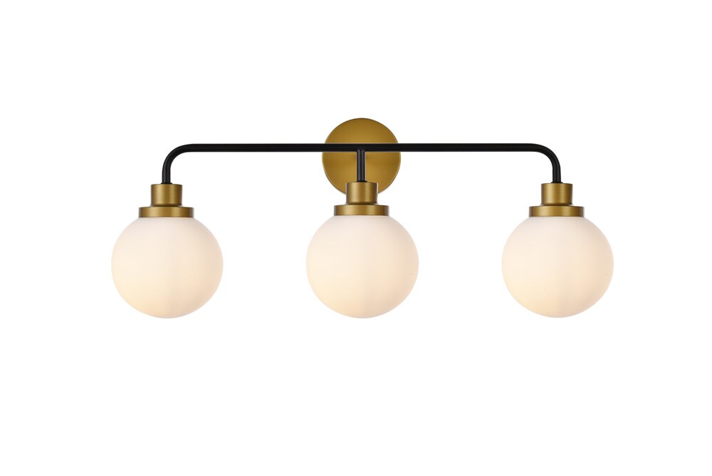 Elegant Furniture & Lighting - Hanson 3 lights bath sconce in black with brass with frosted shade - LD7034W28BRB veiw 1