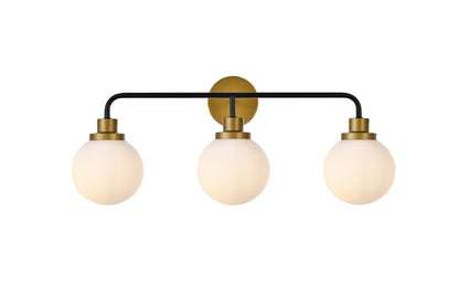 Elegant Furniture & Lighting - Hanson 3 lights bath sconce in black with brass with frosted shade - LD7034W28BRB veiw 1