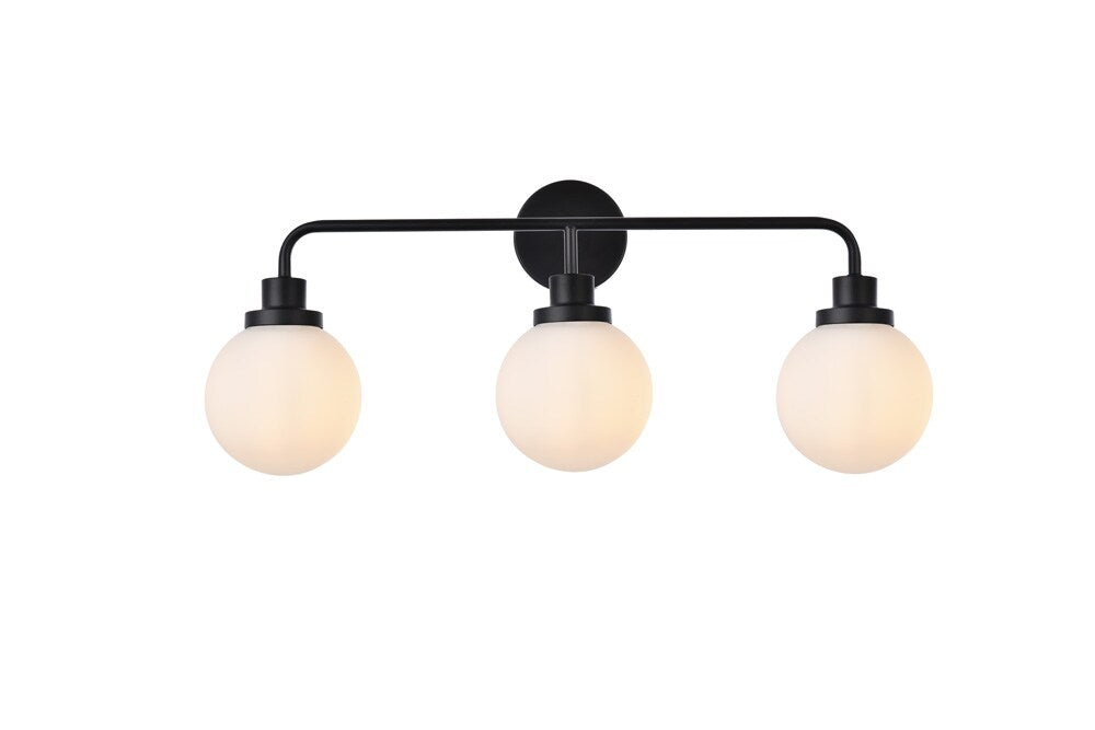 Elegant Furniture & Lighting - Hanson 3 lights bath sconce in black with frosted shade - LD7034W28BK veiw 1