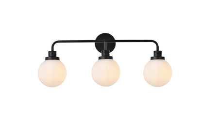 Elegant Furniture & Lighting - Hanson 3 lights bath sconce in black with frosted shade - LD7034W28BK veiw 1