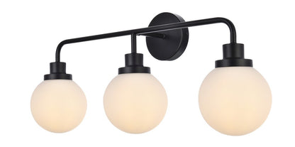Elegant Furniture & Lighting - Hanson 3 lights bath sconce in black with frosted shade - LD7034W28BK veiw 2