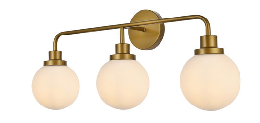 Elegant Furniture & Lighting - Hanson 3 lights bath sconce in brass with frosted shade - LD7034W28BR veiw 2