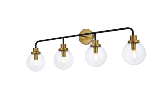 Elegant Furniture & Lighting - Hanson 4 lights bath sconce in black with brass with clear shade - LD7037W38BRB veiw 1
