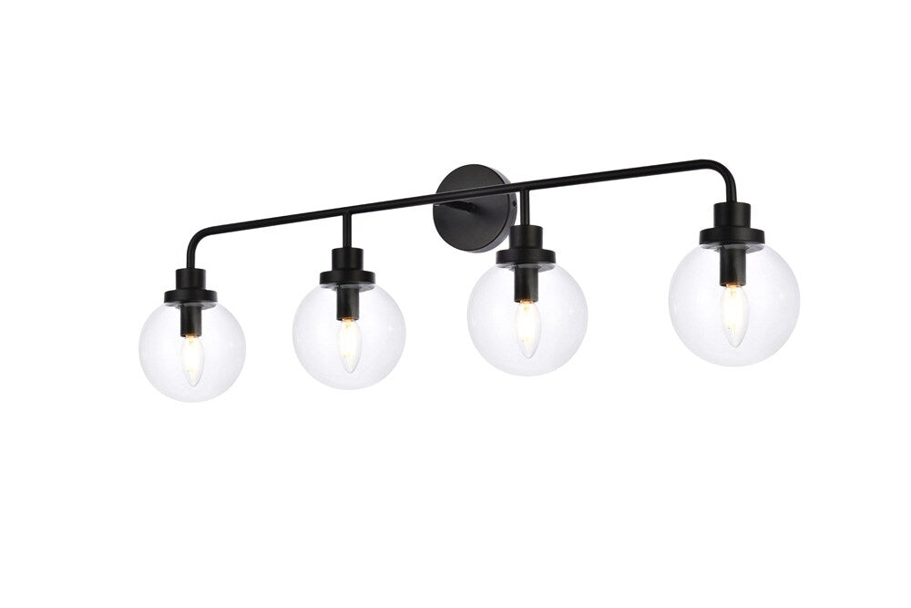 Elegant Furniture & Lighting - Hanson 4 lights bath sconce in black with clear shade - LD7037W38BK veiw 1