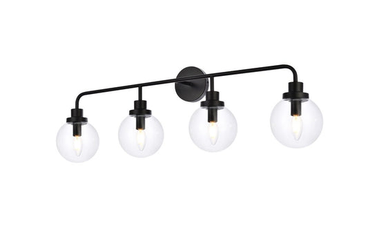 Elegant Furniture & Lighting - Hanson 4 lights bath sconce in black with clear shade - LD7037W38BK veiw 1