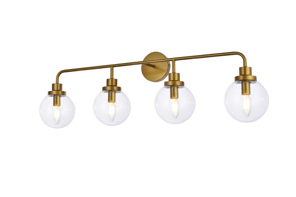 Elegant Furniture & Lighting - Hanson 4 lights bath sconce in brass with clear shade - LD7037W38BR veiw 1