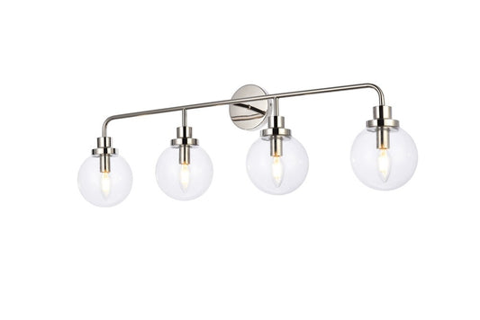 Elegant Furniture & Lighting - Hanson 4 lights bath sconce in polished nickel with clear shade - LD7037W38PN veiw 1