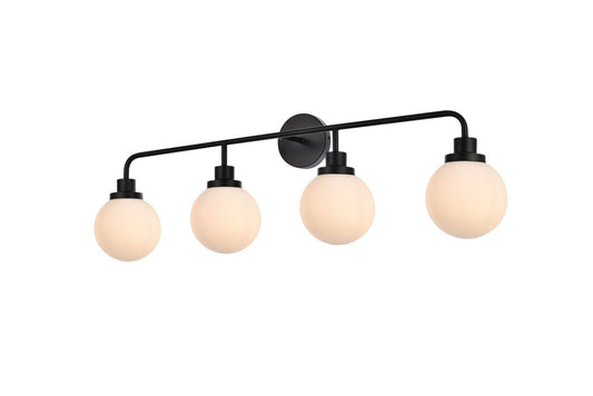 Elegant Furniture & Lighting - Hanson 4 lights bath sconce in black with frosted shade - LD7036W38BK veiw 1