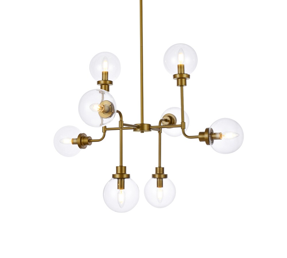Elegant Furniture & Lighting - Hanson 8 lights pendant in brass with clear shade - LD7039D36BR veiw 1