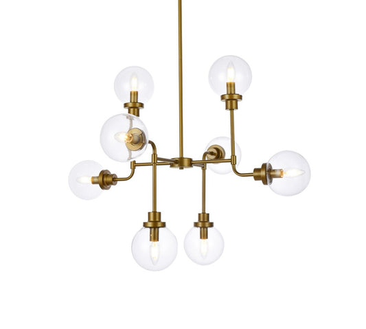 Elegant Furniture & Lighting - Hanson 8 lights pendant in brass with clear shade - LD7039D36BR veiw 1
