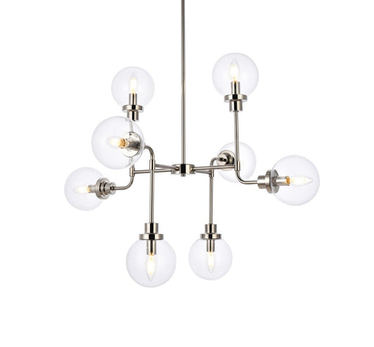 Elegant Furniture & Lighting - Hanson 8 lights pendant in polished nickel with clear shade - LD7039D36PN veiw 1