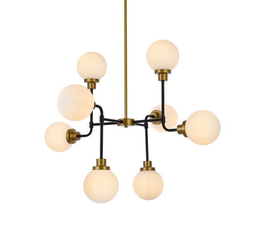 Elegant Furniture & Lighting - Hanson 8 lights pendant in black with brass with frosted shade - LD7038D36BRB veiw 1