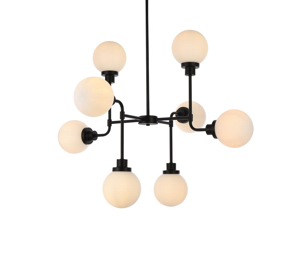 Elegant Furniture & Lighting - Hanson 8 lights pendant in black with frosted shade - LD7038D36BK veiw 1