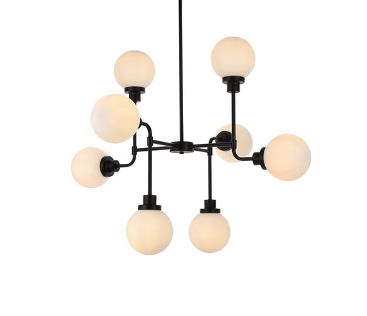 Elegant Furniture & Lighting - Hanson 8 lights pendant in black with frosted shade - LD7038D36BK veiw 1