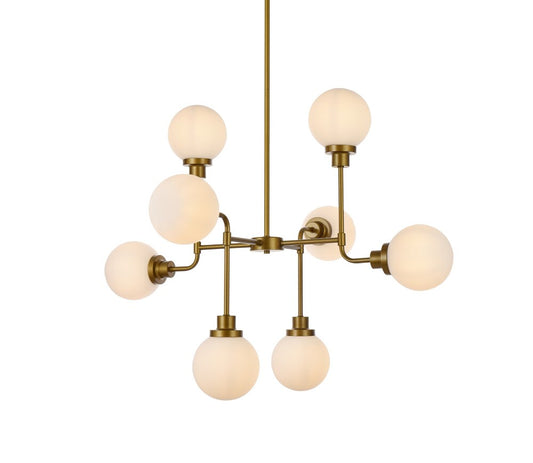 Elegant Furniture & Lighting - Hanson 8 lights pendant in brass with frosted shade - LD7038D36BR veiw 1