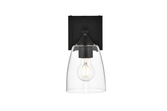 Elegant Furniture & Lighting - Harris 1 light Black and Clear Bath Sconce - LD7309W5BLK veiw 1