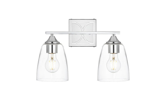 Elegant Furniture & Lighting - Harris 2 light Chrome and Clear Bath Sconce - LD7309W15CH veiw 1