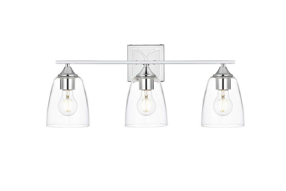 Elegant Furniture & Lighting - Harris 3 light Chrome and Clear Bath Sconce - LD7309W24CH veiw 1