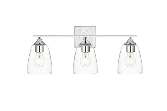 Elegant Furniture & Lighting - Harris 3 light Chrome and Clear Bath Sconce - LD7309W24CH veiw 1