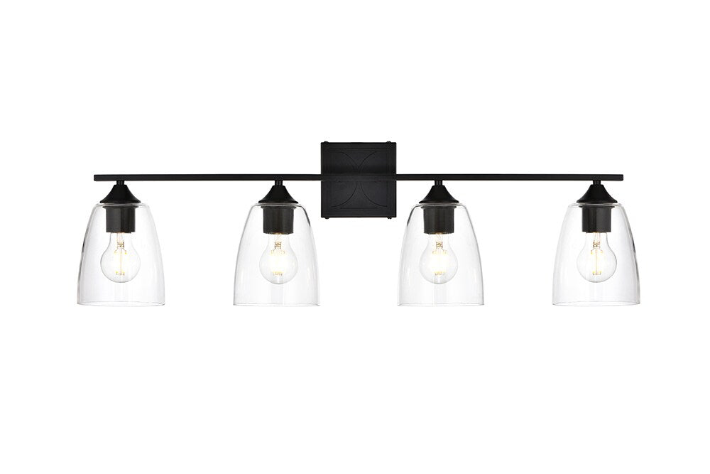 Elegant Furniture & Lighting - Harris 4 light Black and Clear Bath Sconce - LD7309W34BLK veiw 1