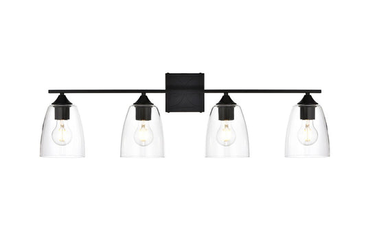 Elegant Furniture & Lighting - Harris 4 light Black and Clear Bath Sconce - LD7309W34BLK veiw 1