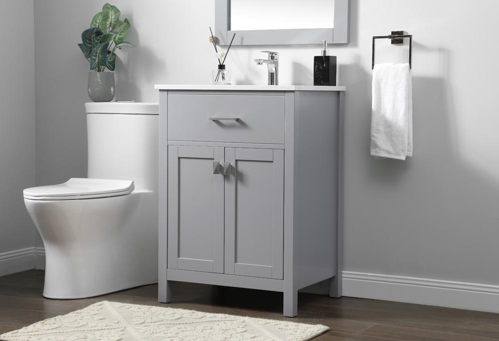 Elegant Furniture & Lighting - Harrison 24 Inch SIngle Bathroom Vanity In Grey - VF28824GR veiw 3