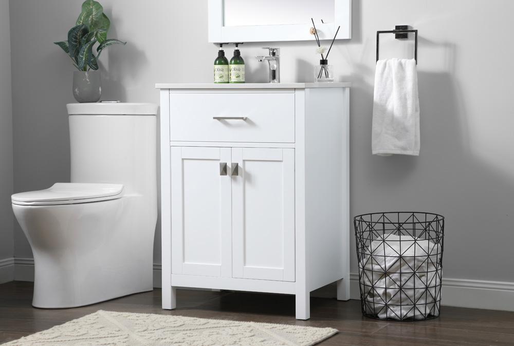 Elegant Furniture & Lighting - Harrison 24 Inch SIngle Bathroom Vanity In White - VF28824WH veiw 3