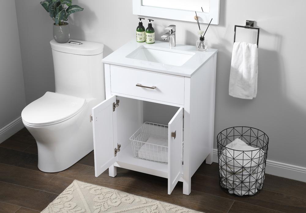 Elegant Furniture & Lighting - Harrison 24 Inch SIngle Bathroom Vanity In White - VF28824WH veiw 4