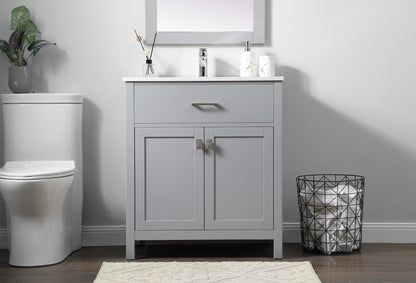 Elegant Furniture & Lighting - Harrison 30 Inch SIngle Bathroom Vanity In Grey - VF28830GR veiw 2