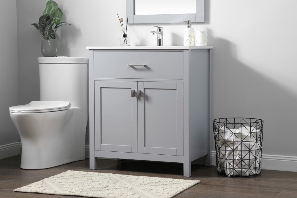 Elegant Furniture & Lighting - Harrison 30 Inch SIngle Bathroom Vanity In Grey - VF28830GR veiw 3
