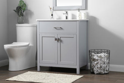 Elegant Furniture & Lighting - Harrison 30 Inch SIngle Bathroom Vanity In Grey - VF28830GR veiw 3