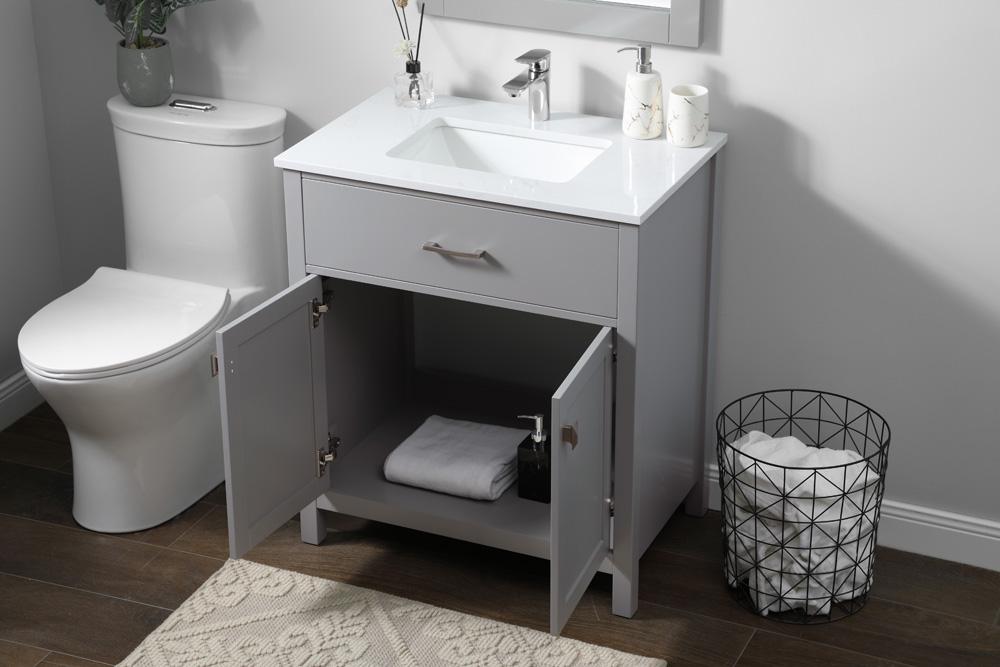 Elegant Furniture & Lighting - Harrison 30 Inch SIngle Bathroom Vanity In Grey - VF28830GR veiw 4