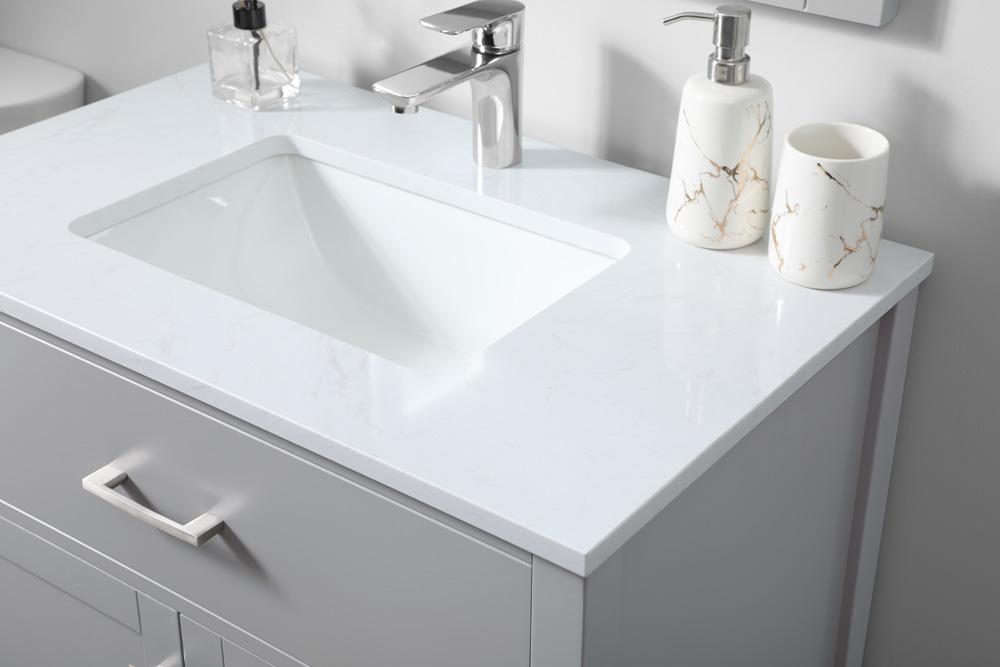 Elegant Furniture & Lighting - Harrison 30 Inch SIngle Bathroom Vanity In Grey - VF28830GR veiw 6