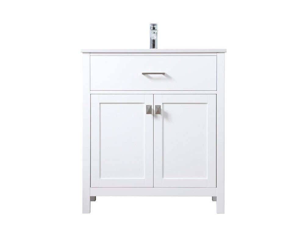 Elegant Furniture & Lighting - Harrison 30 Inch SIngle Bathroom Vanity In White - VF28830WH veiw 1