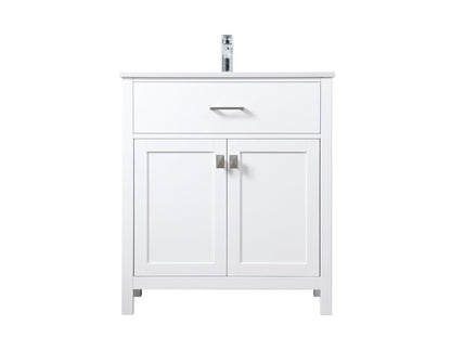 Elegant Furniture & Lighting - Harrison 30 Inch SIngle Bathroom Vanity In White - VF28830WH veiw 1