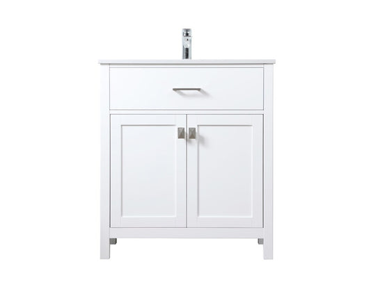 Elegant Furniture & Lighting - Harrison 30 Inch SIngle Bathroom Vanity In White - VF28830WH veiw 1