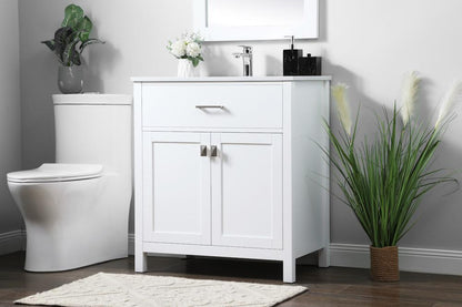 Elegant Furniture & Lighting - Harrison 30 Inch SIngle Bathroom Vanity In White - VF28830WH veiw 3