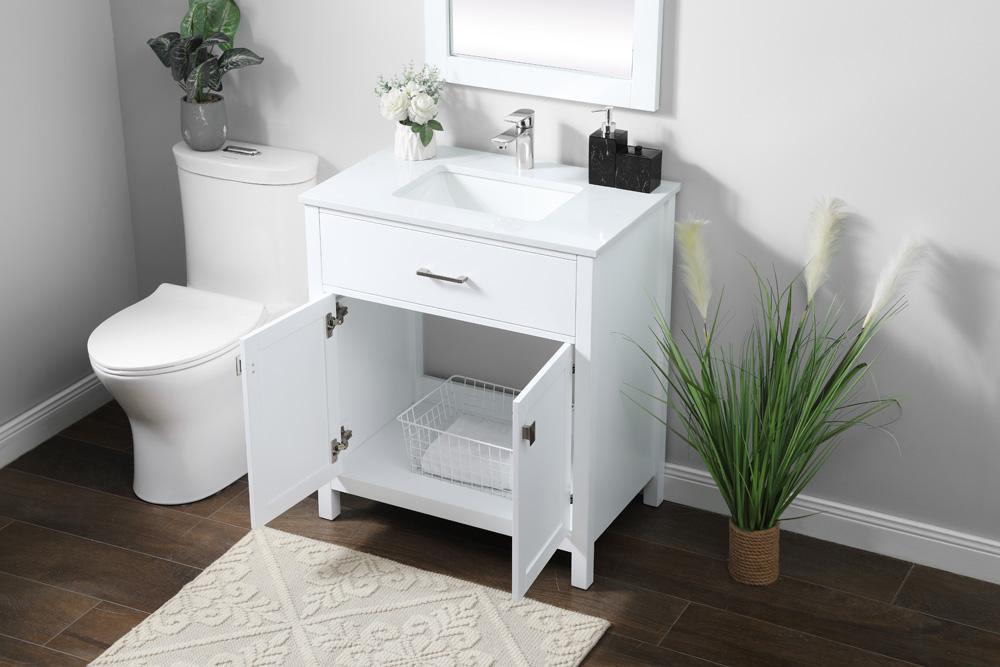 Elegant Furniture & Lighting - Harrison 30 Inch SIngle Bathroom Vanity In White - VF28830WH veiw 4