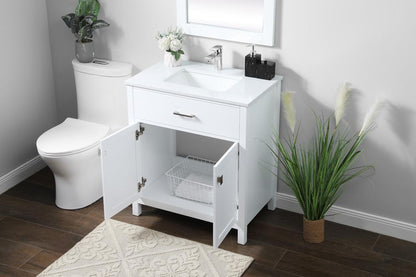 Elegant Furniture & Lighting - Harrison 30 Inch SIngle Bathroom Vanity In White - VF28830WH veiw 4
