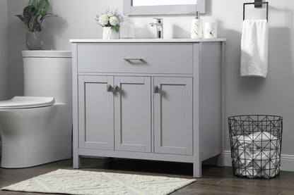 Elegant Furniture & Lighting - Harrison 36 Inch SIngle Bathroom Vanity In Grey - VF28836GR veiw 3
