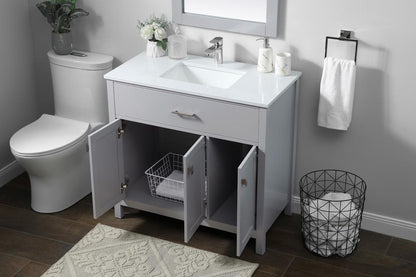 Elegant Furniture & Lighting - Harrison 36 Inch SIngle Bathroom Vanity In Grey - VF28836GR veiw 4