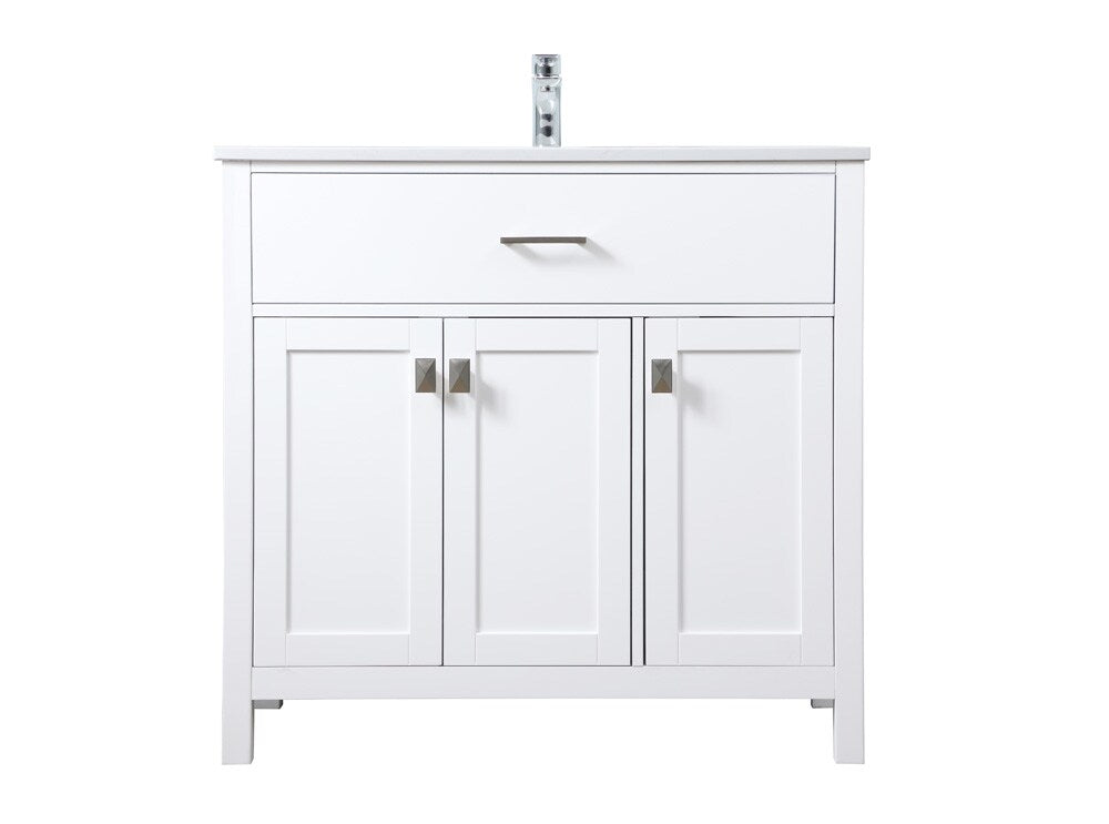 Elegant Furniture & Lighting - Harrison 36 Inch SIngle Bathroom Vanity In White - VF28836WH veiw 1