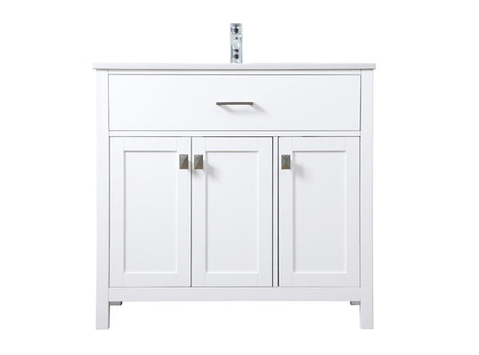 Elegant Furniture & Lighting - Harrison 36 Inch SIngle Bathroom Vanity In White - VF28836WH veiw 1