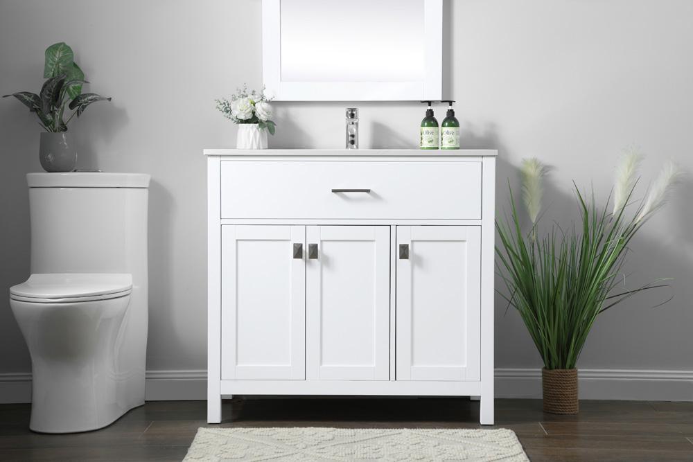 Elegant Furniture & Lighting - Harrison 36 Inch SIngle Bathroom Vanity In White - VF28836WH veiw 2