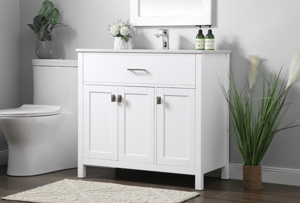 Elegant Furniture & Lighting - Harrison 36 Inch SIngle Bathroom Vanity In White - VF28836WH veiw 3