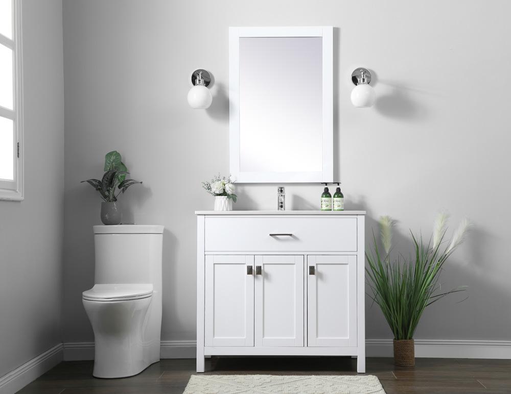 Elegant Furniture & Lighting - Harrison 36 Inch SIngle Bathroom Vanity In White - VF28836WH veiw 5