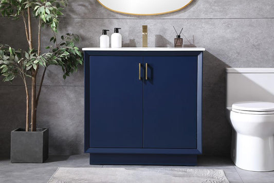 Elegant Furniture & Lighting - Hayes 36 Inch SIngle Bathroom Vanity In Blue - VF19636BL veiw 2