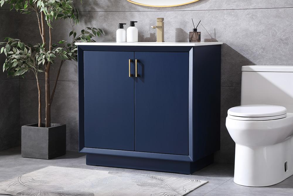 Elegant Furniture & Lighting - Hayes 36 Inch SIngle Bathroom Vanity In Blue - VF19636BL veiw 3