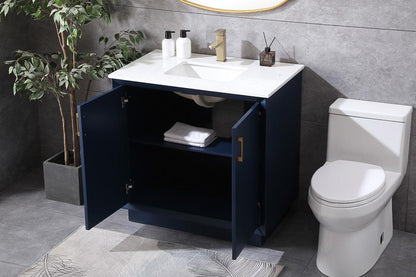 Elegant Furniture & Lighting - Hayes 36 Inch SIngle Bathroom Vanity In Blue - VF19636BL veiw 4