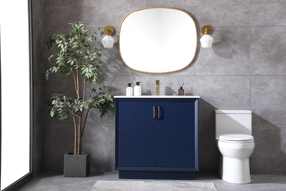 Elegant Furniture & Lighting - Hayes 36 Inch SIngle Bathroom Vanity In Blue - VF19636BL veiw 5